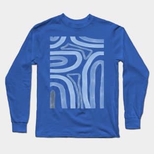 Sea blue curved cool doodle  watercolor Long Sleeve T-Shirt